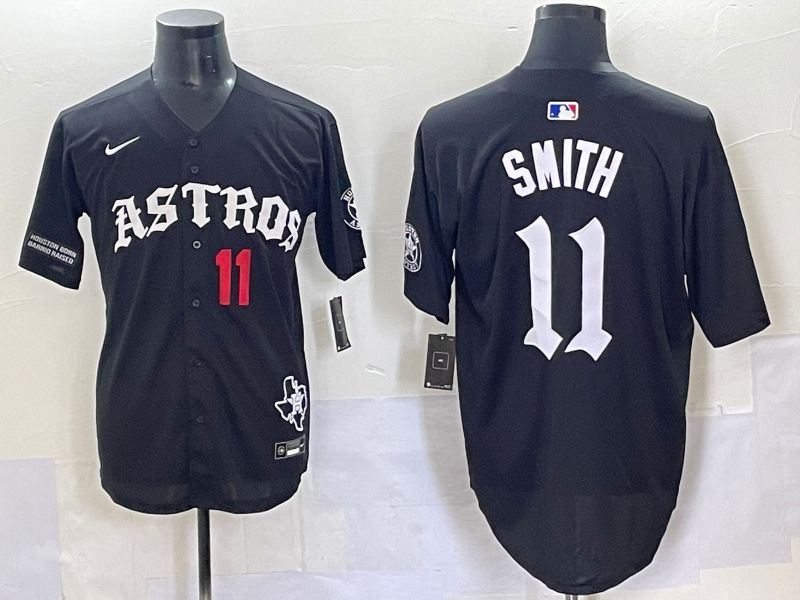 Men 2025 Houston Astros 11 Smith Black Seven generations Joint Name Nike MLB Jersey style 7045